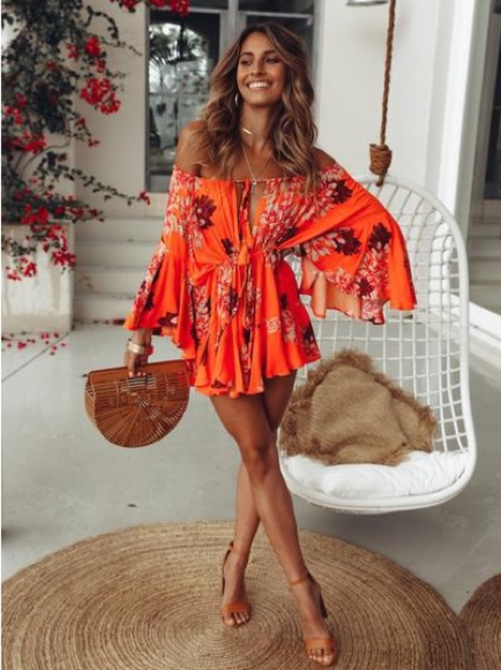 HELLO MOLLY Moral of the Story Romper Orange